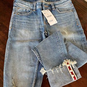ZARA Straight Denim Pearl embellished Jeans (EUR 36 / US 4)